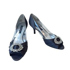 Nina Crystal Pump Heel Steel Luster Womens Size 9.5 New Heel Height 3”